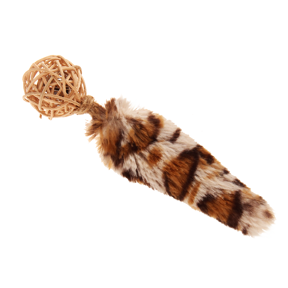 Gigwi игрушка для кошек «Catch Skratch Eko» плетеный мячик с колокольчиком и с хвостом с кошачей мятой 13 см