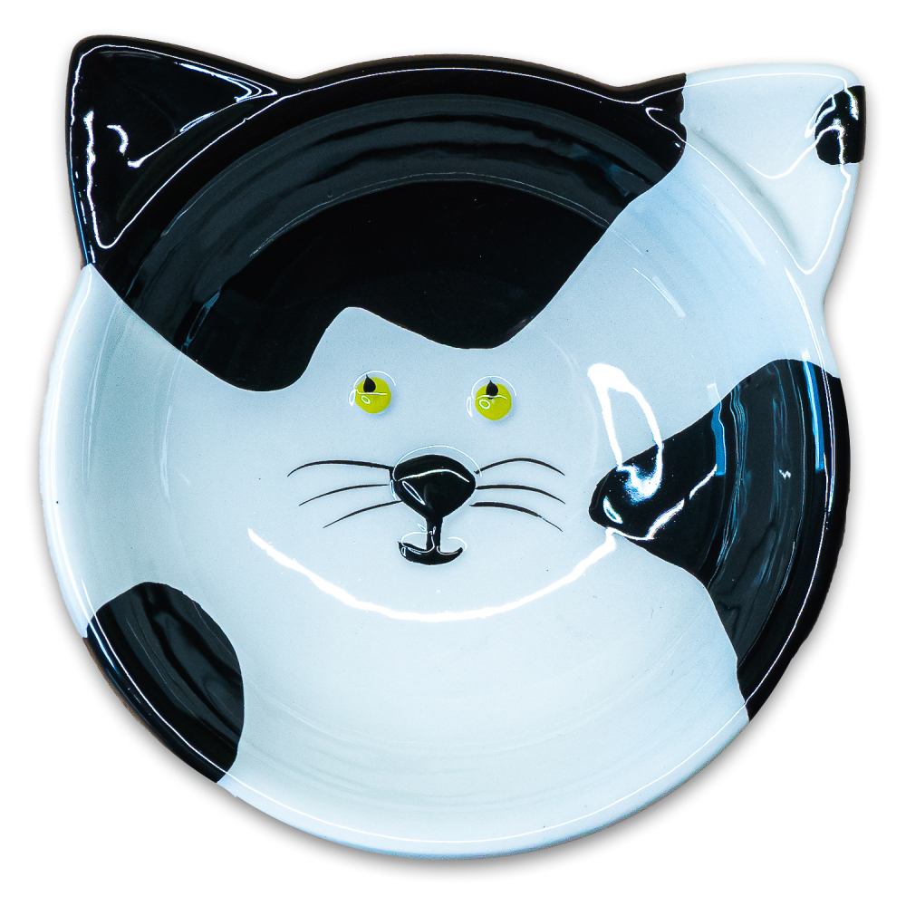 Мr.Kranch  миска керамическая для кошек Мордочка кошки 120 мл черно-белая