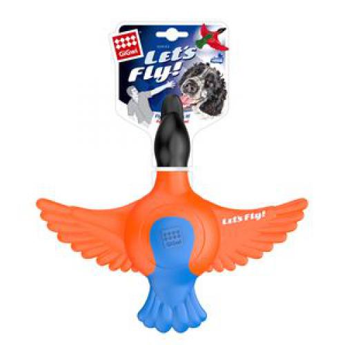 Gigwi игрушка для собак "Lets Fly" утка с пищалкой, оранжево-синяя