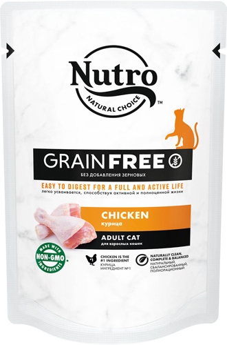 Nutro беззерновой корм для кошек со свежей Курицей в пауче 70 гр