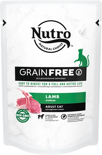 Nutro беззерновой корм для кошек с ягненком в пауче 70 гр