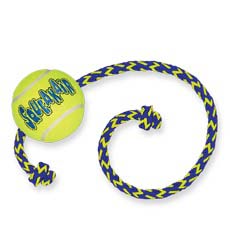 KONG игрушка для собак Air "Теннисный мяч" с канатом средний	