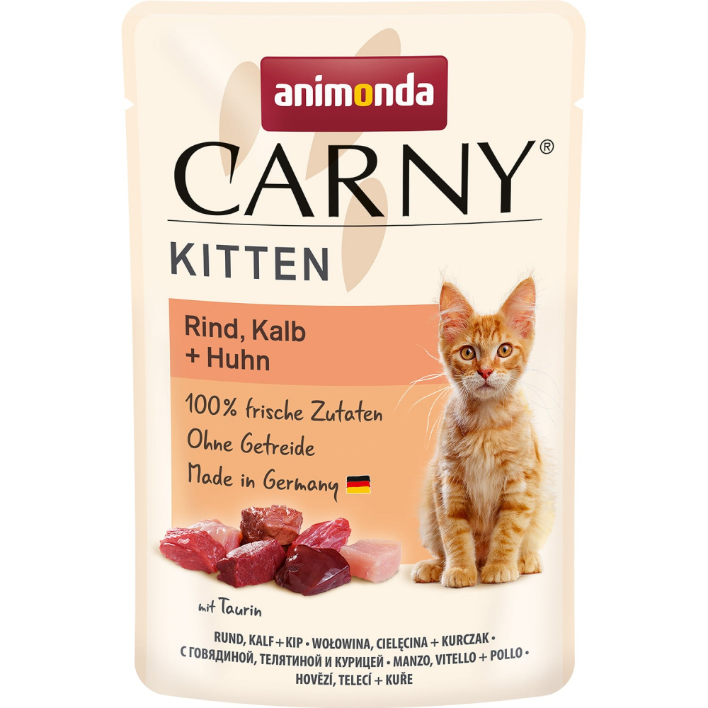 Animonda Carny Kitten Beef, Veal + Chickenс говядиной, телятиной и курицей для котят 85 гр