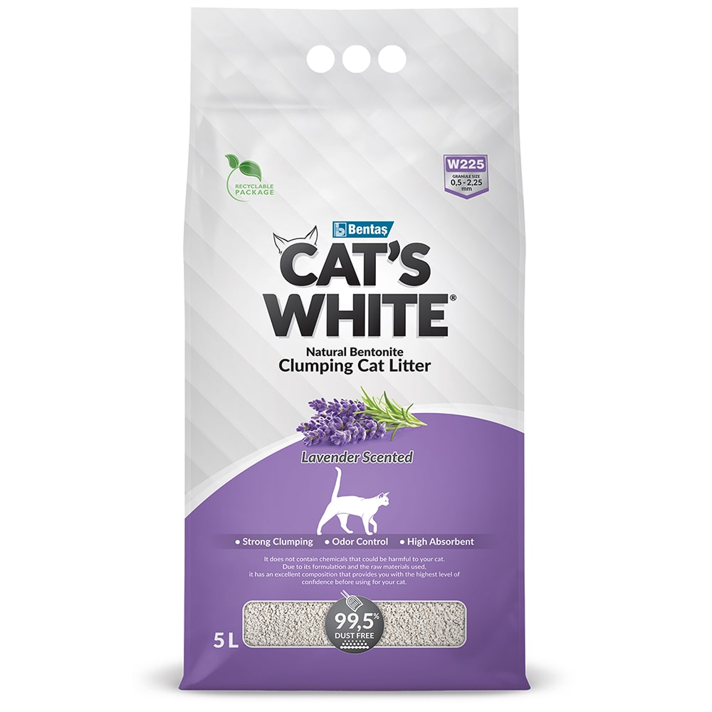 Cat's White Lavender комкующийся наполнитель из бентонитовой глины с ароматом лаванды