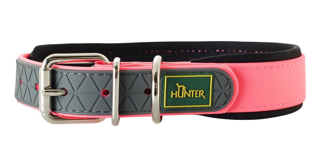 Hunter ошейник для собак Convenience Comfort 55 (42-50 см)/2,5 см биотановый с мягкой горловиной розовый неон	