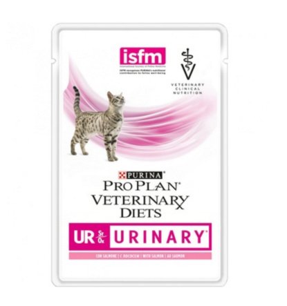 Purina UR Veterinary Diets Urinary для кошек с лососем кусочки в соусе, при заболевания нижних отделов мочевыводящих путей 85 гр