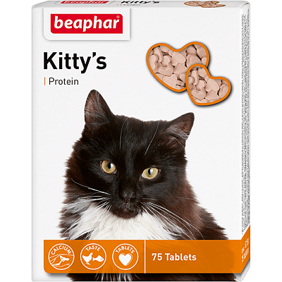 Beaphar Кормовая добавка Kitty's + Protein с протеином для кошек 75 таб.