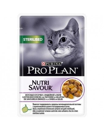 Pro Plan Nutri Savour для стерилизованных кошек с индейкой в желе 85 гр