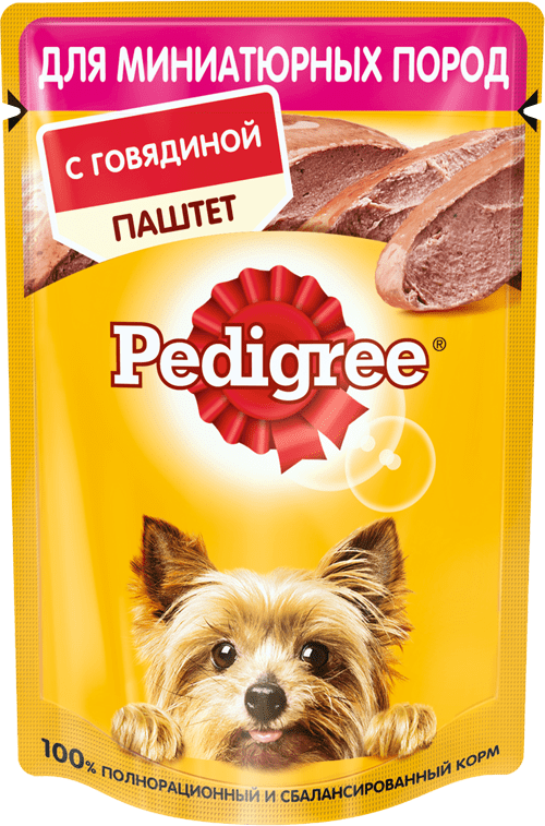 Pedigree паштет для взрослых собак мелких пород с говядиной 80 гр