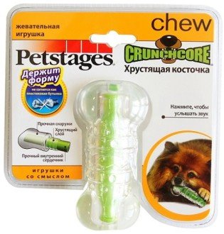 Petstages игрушка для собак «Хрустящая косточка» резиновая 10 см малая