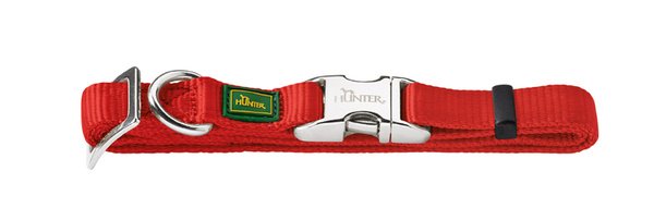 Hunter ошейник для собак ALU-Strong L (45-65 см) нейлон с металлической застежкой красный	
