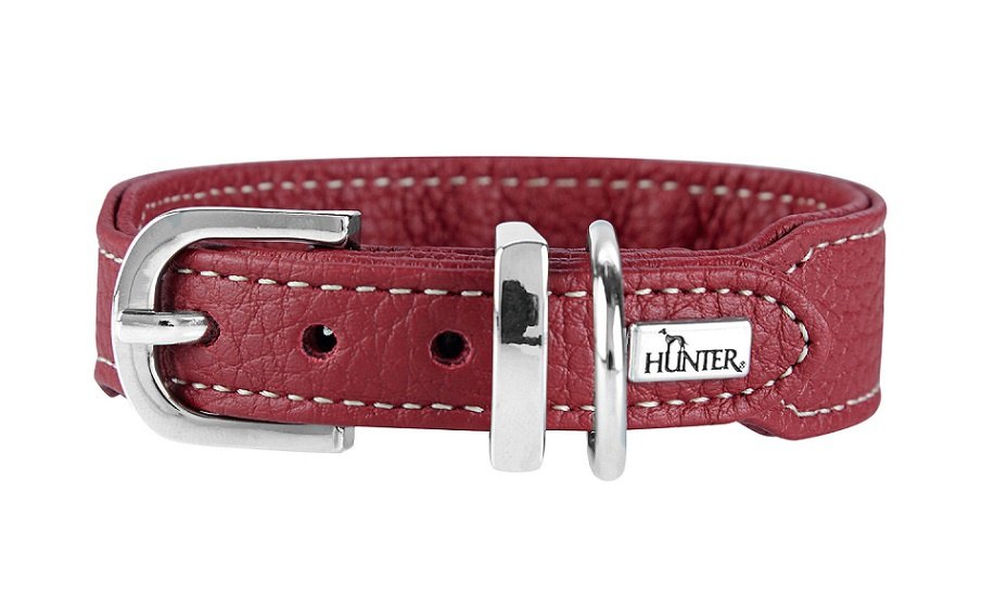 Hunter ошейник для собак Cannes Mini 32 (23-28)/2,5 см натуральная кожа бордовый	