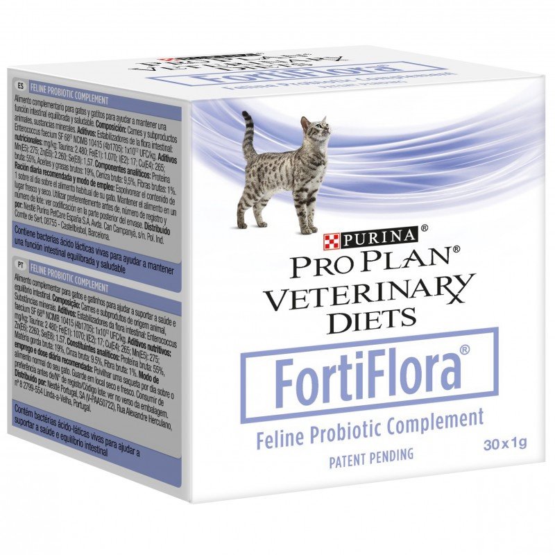 Purina Pro Plan Veterinary Diets FortiFlora для поддержания баланса микрофлоры и здоровья кишечника у кошек, 30 пак. по 1 гр