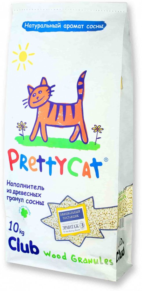 PrettyCat наполнитель древесный для кошек Wood Granules Club