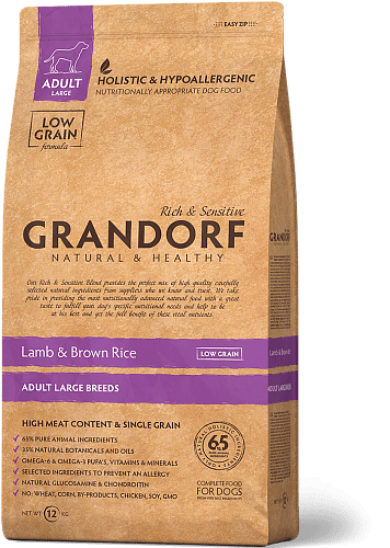 Grandorf для взрослых собак крупных пород, ягненок с рисом