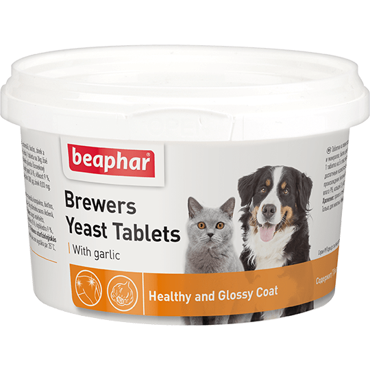 Beaphar Пивные дрожжи Brewers Yeast Tablets с чесноком для кошек и собак
