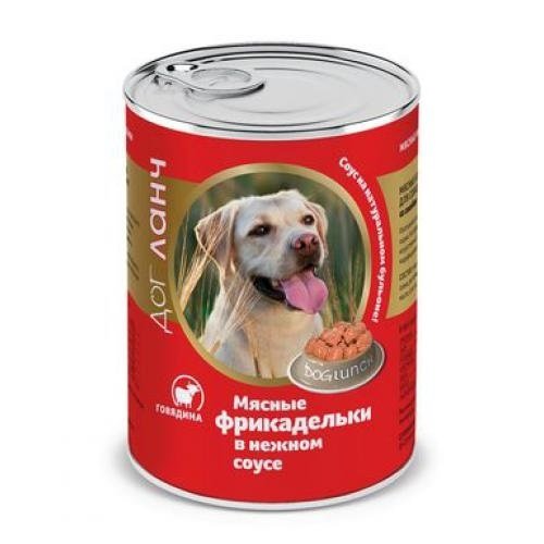 Дог Ланч консервы для собак фрикадельки в соусе с говядиной 850 гр