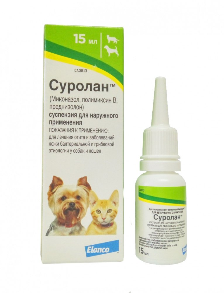 Суролан для лечения отитов и дерматитов у собак и кошек