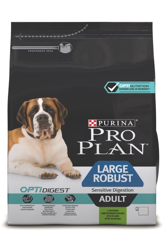 Pro Plan для взрослых собак крупных пород с мощным телосложением с чувствительным пищеварением с ягненком