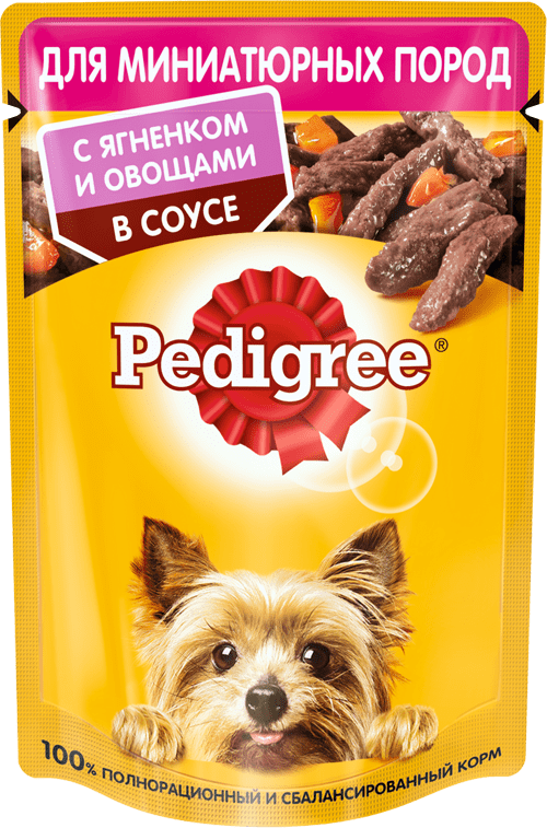 Pedigree для взрослых собак мелких пород с ягненком с овощами в соусе 85 гр