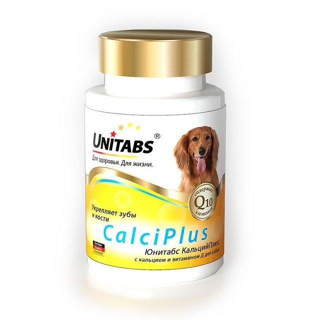 Юнитабс Calci Plus с Q10 для собак кальций, фосфор и витамин D 100 таблеток