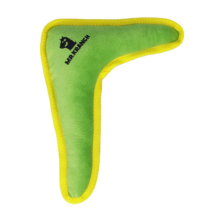 Mr.Kranch игрушка для собак мелких и средних пород Бумеранг с пищалкой 22х19х4,5см, зеленый